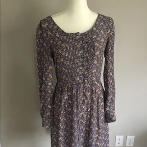 Zara Woman Dress Silk Full Sleeve Mini Floral Sz M